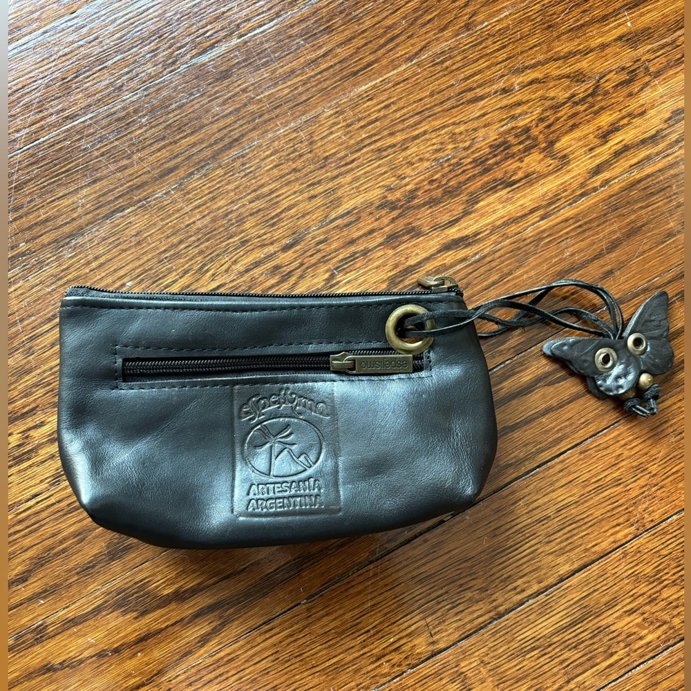 Espejismo Leather butterfly clutch